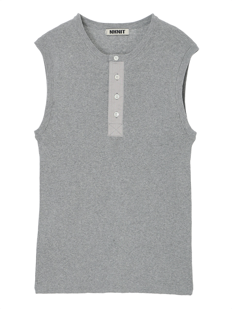 rib  henry neck KNIT  tank top