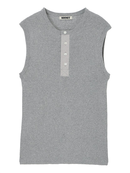 rib  henry neck KNIT  tank top