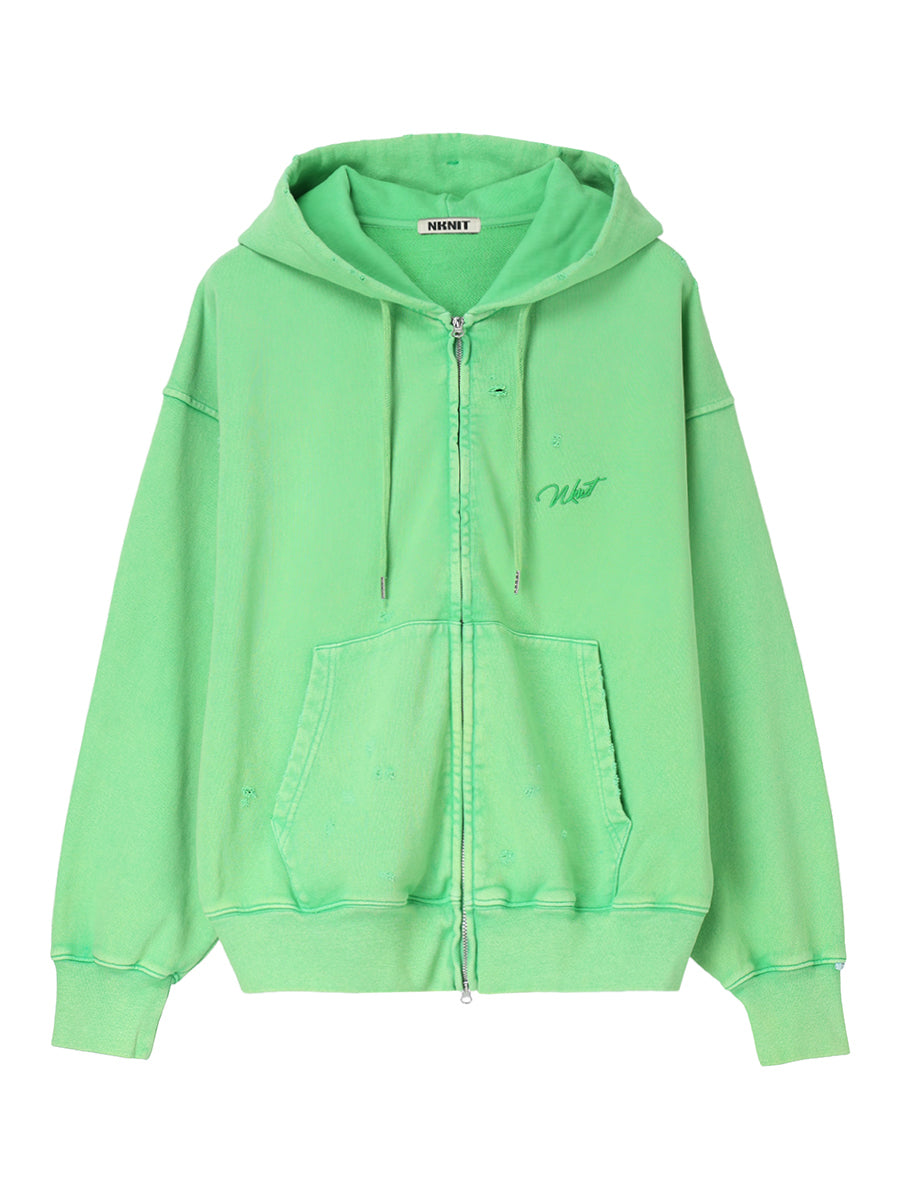 embroidery logo used finish zip hoodie【large】
