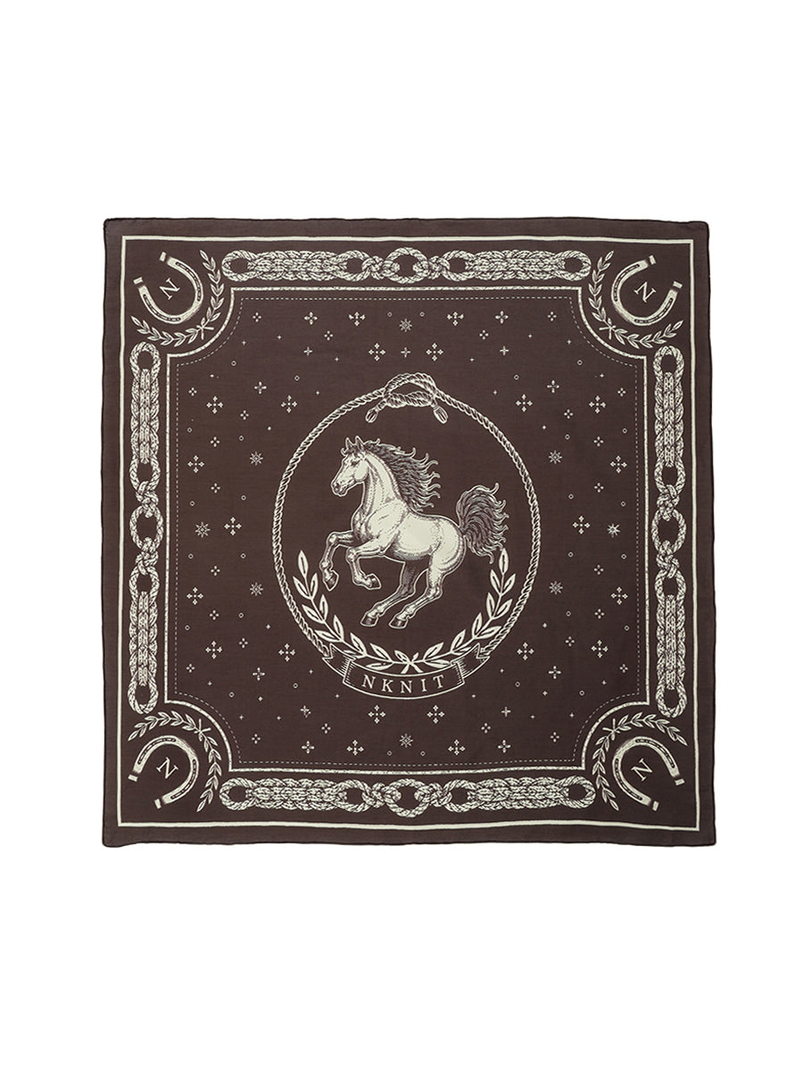 horse motif silk blend scarf