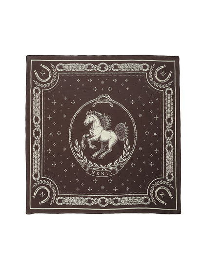 horse motif silk blend scarf