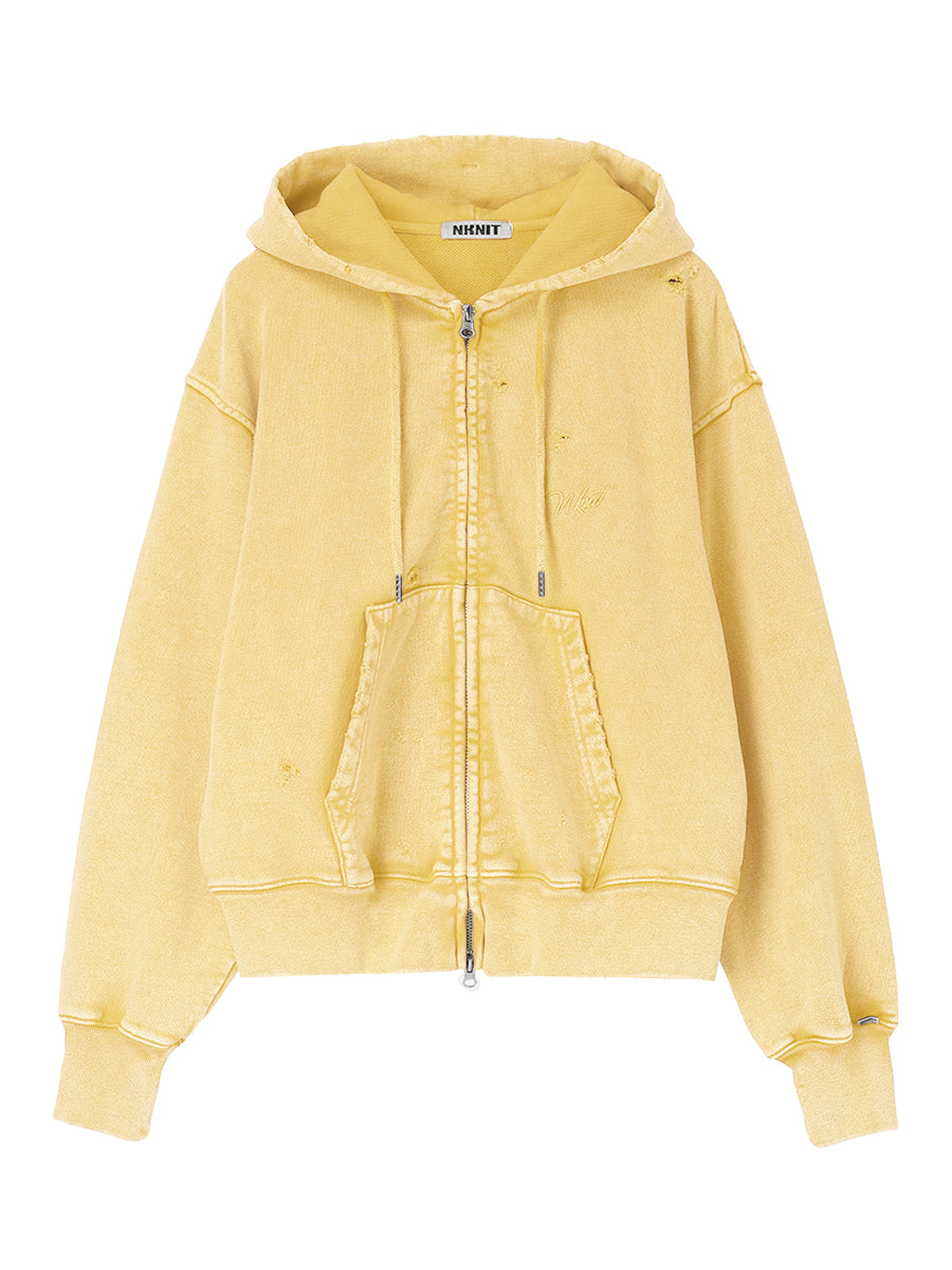embroidery logo used finish zip hoodie【large】