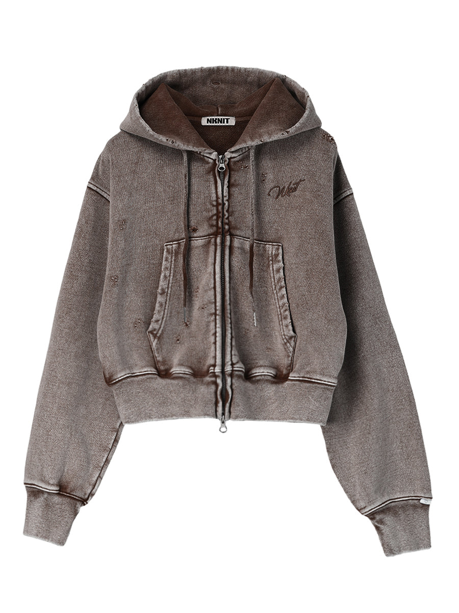 embroidery logo used finish zip hoodie【mini】
