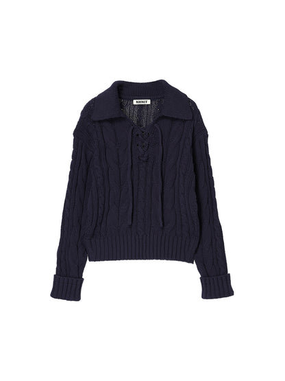 cotton cable lace up KNIT