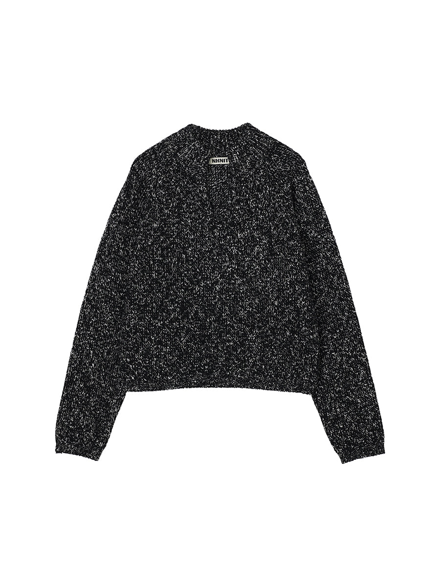 mix color high neck skipper KNIT