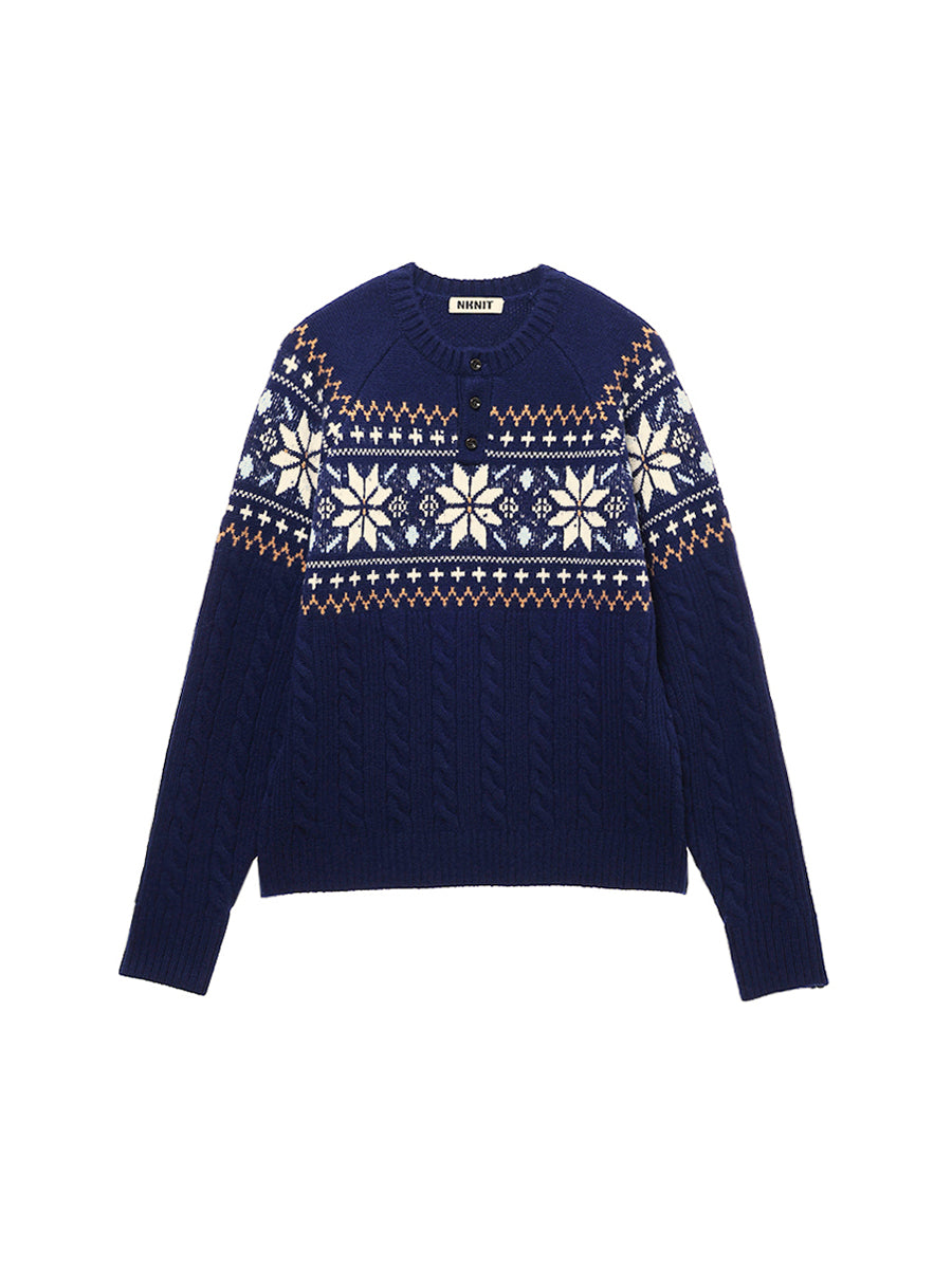 nordic pattern henley KNIT