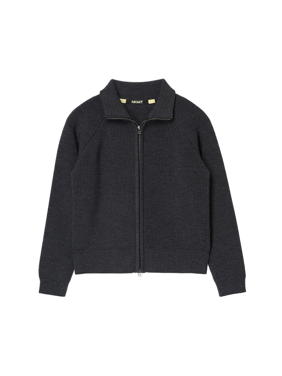 zip-up high neck KNIT【large】