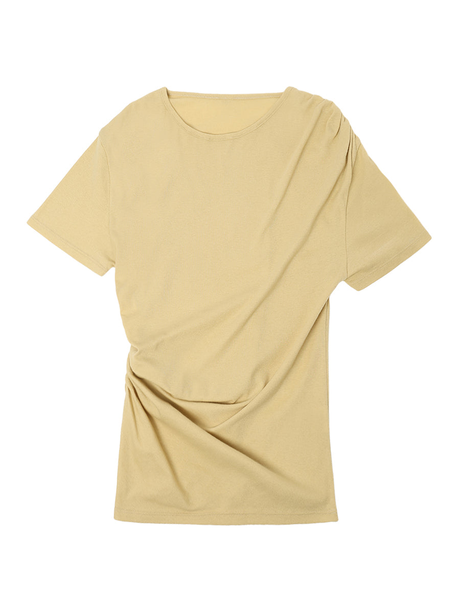 【新品】NKNIT cotton/cashmere asymmetry Tシャツ cotton/cashmere asymmetry gatherT-shirt – NKNIT