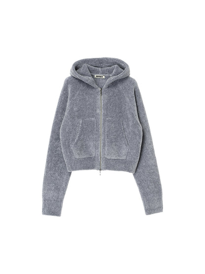 fluffy wool KNIT zip hoodie