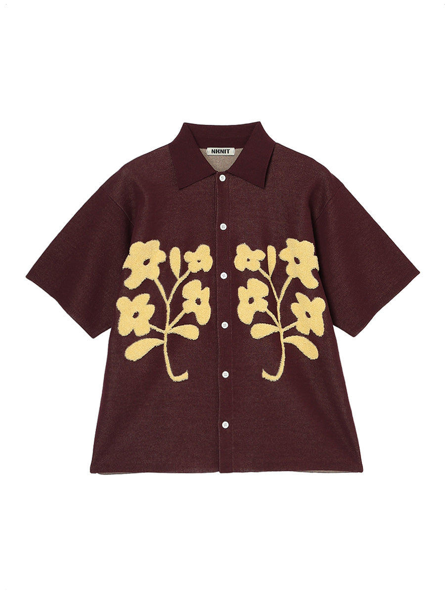 flower jacquard KNIT shirt