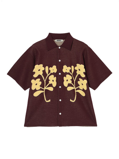 flower jacquard KNIT shirt