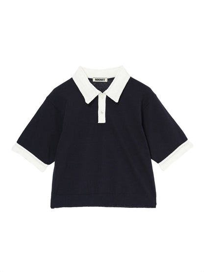pattern collar KNIT polo shirt