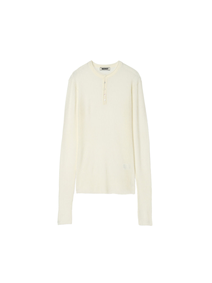 sheer rib henley KNIT