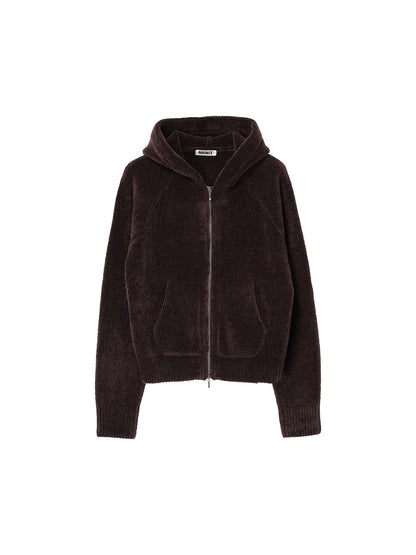 fluffy wool KNIT zip hoodie