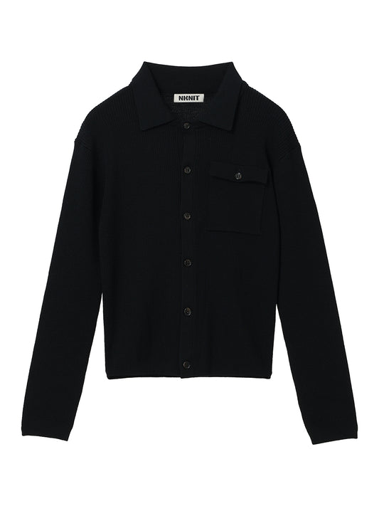 wool rib KNIT shirt cardigan