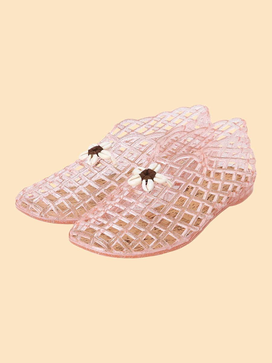 꽃 껍질 메쉬 샌들