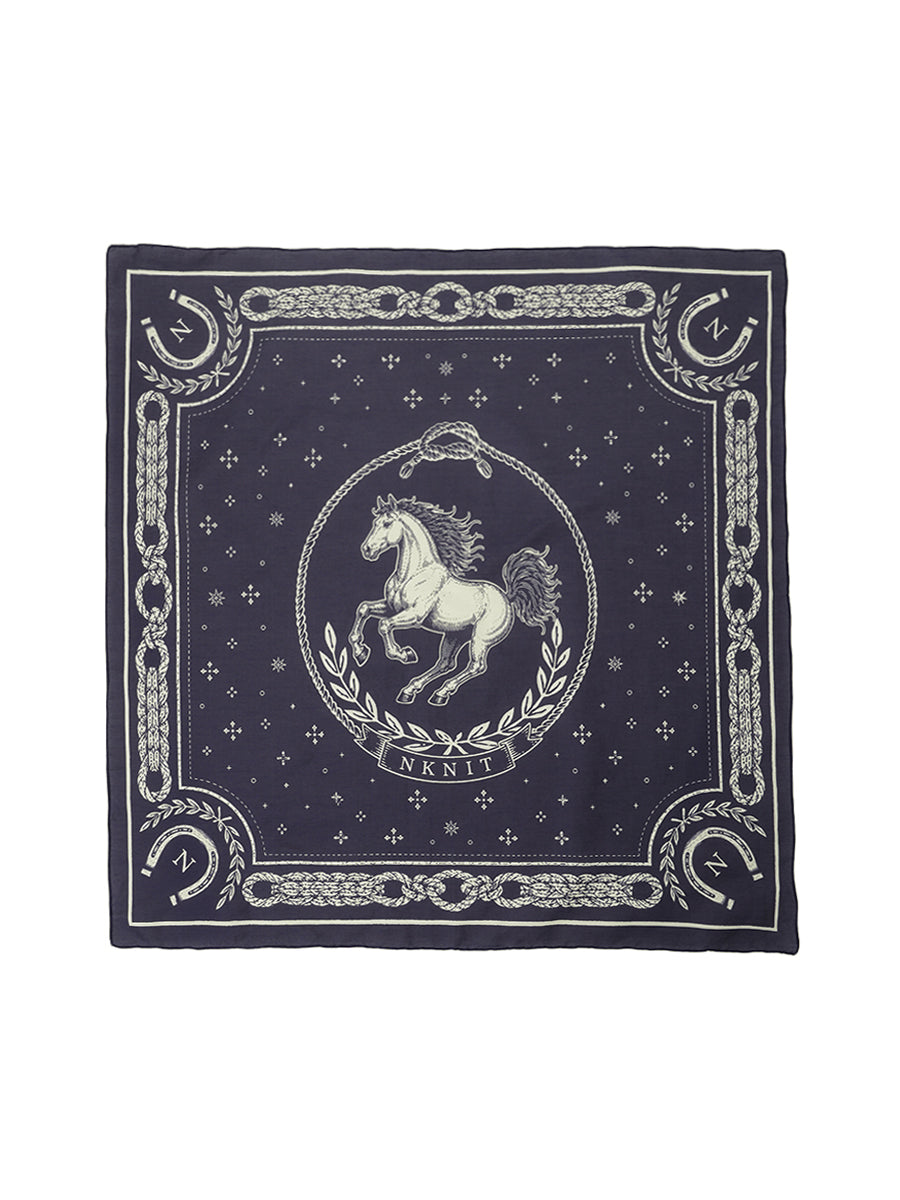 horse motif silk blend scarf