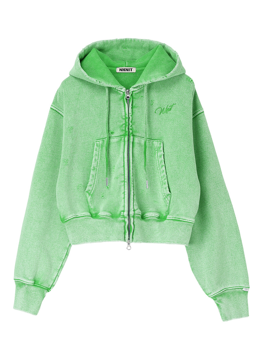 embroidery logo used finish zip hoodie【mini】