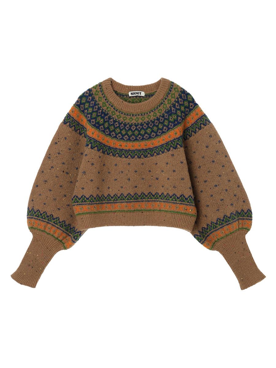 fair Isle pattern balloon sleeve KNIT
