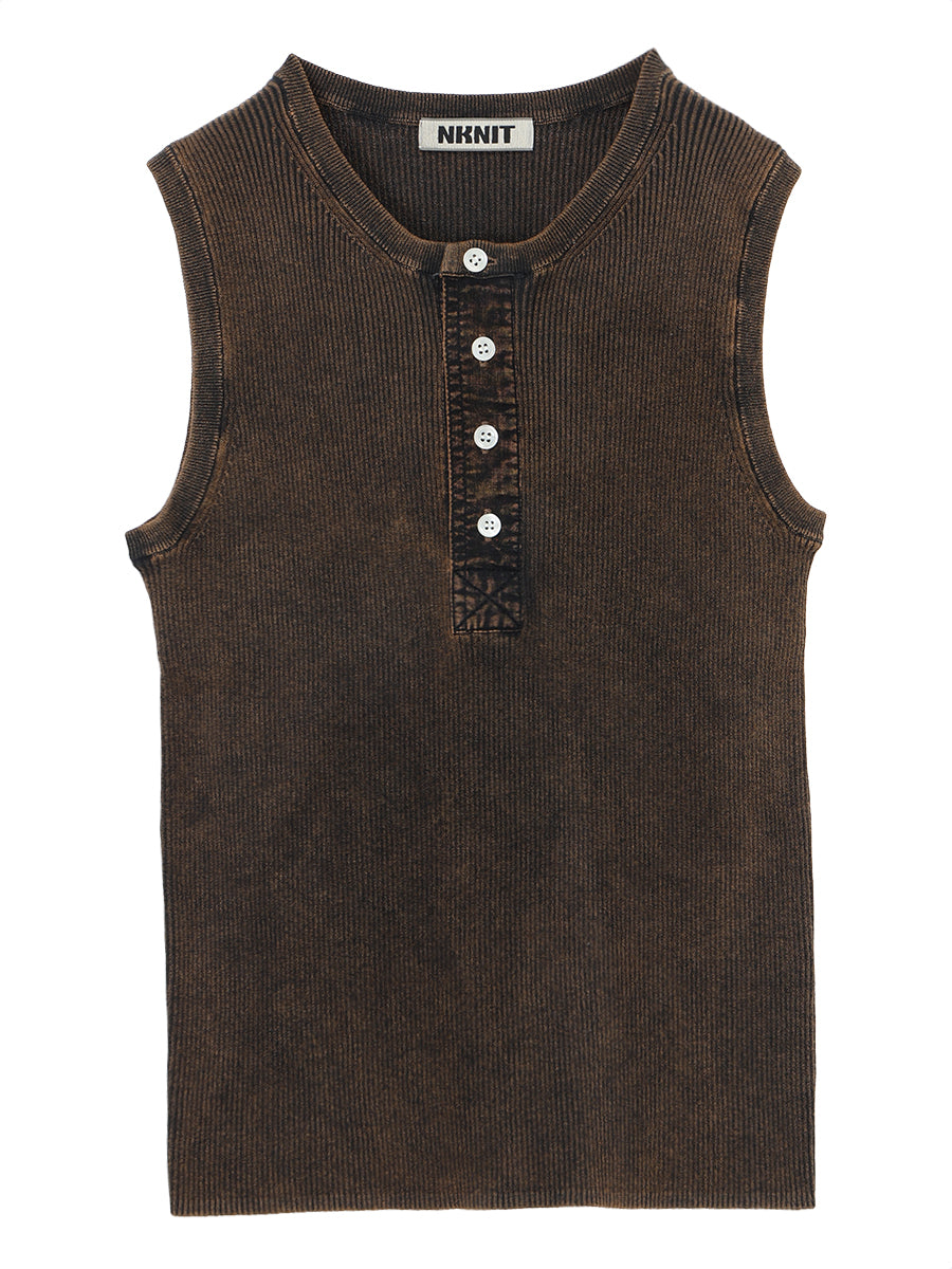 dyed rib  henry neck KNIT  tank top