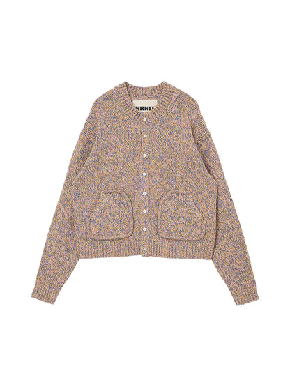 mix color KNIT cardigan