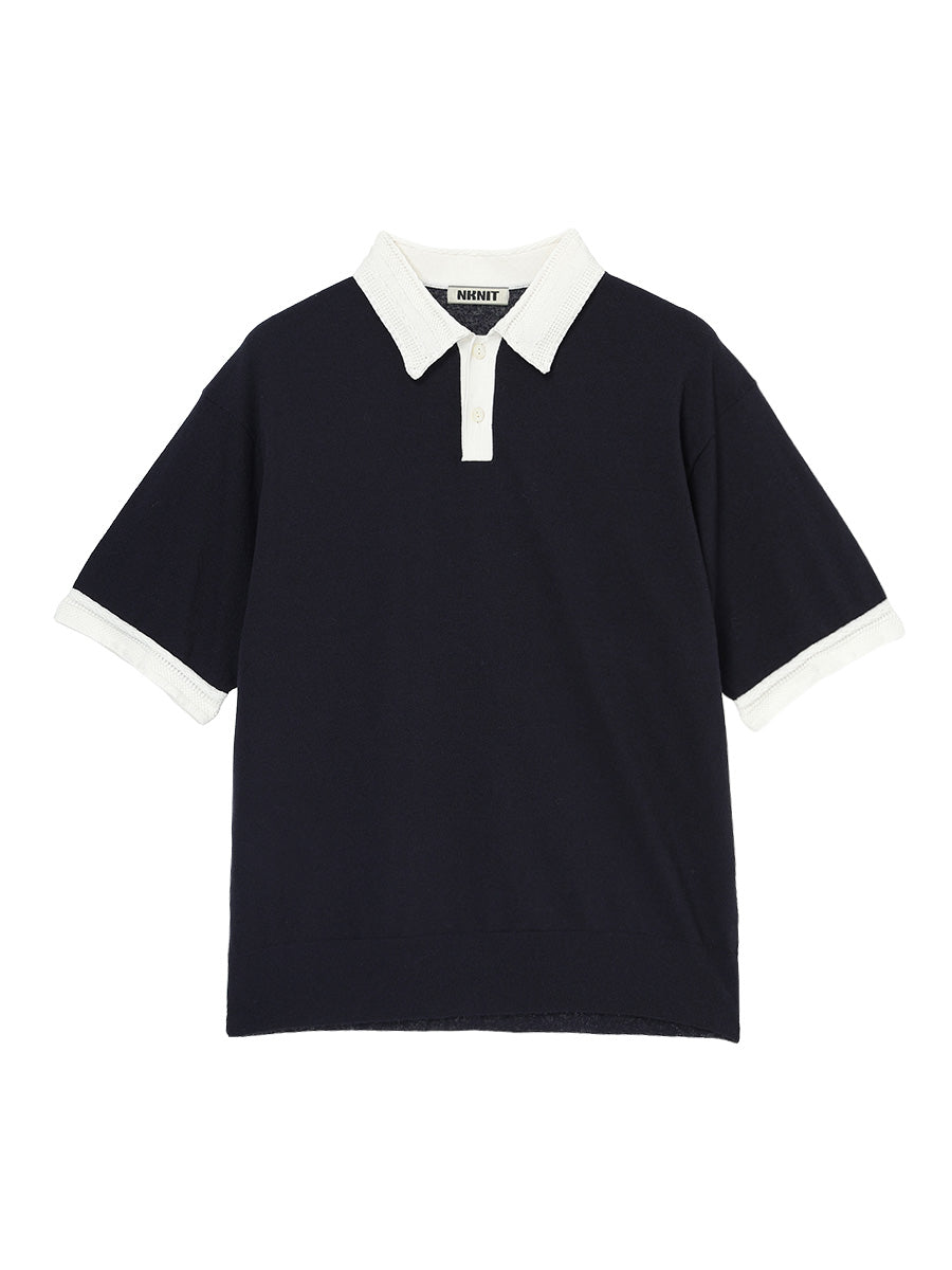 pattern collar KNIT polo shirt