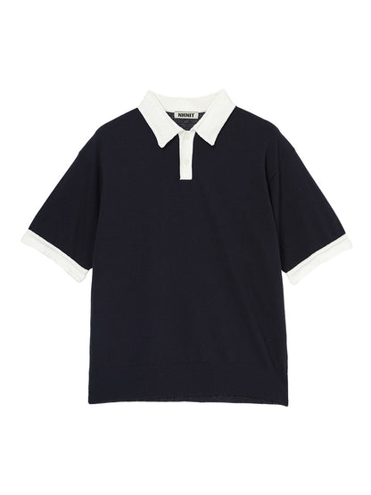 pattern collar KNIT polo shirt