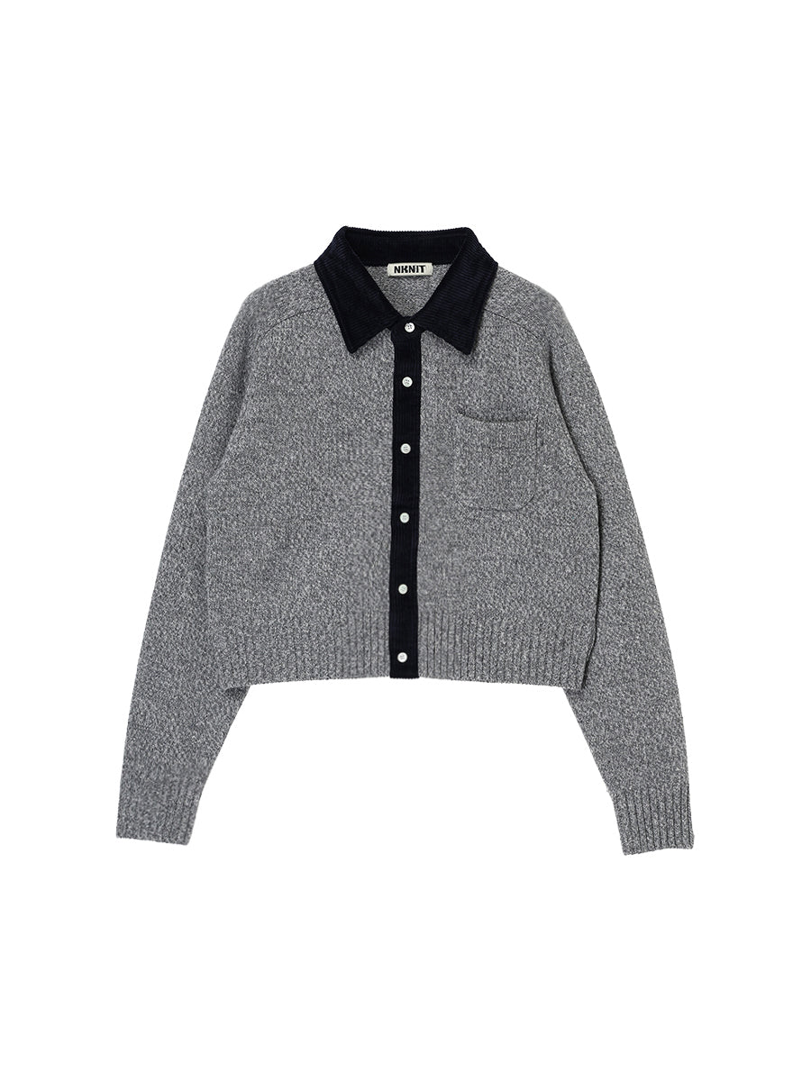 corduroy collar KNIT shirt