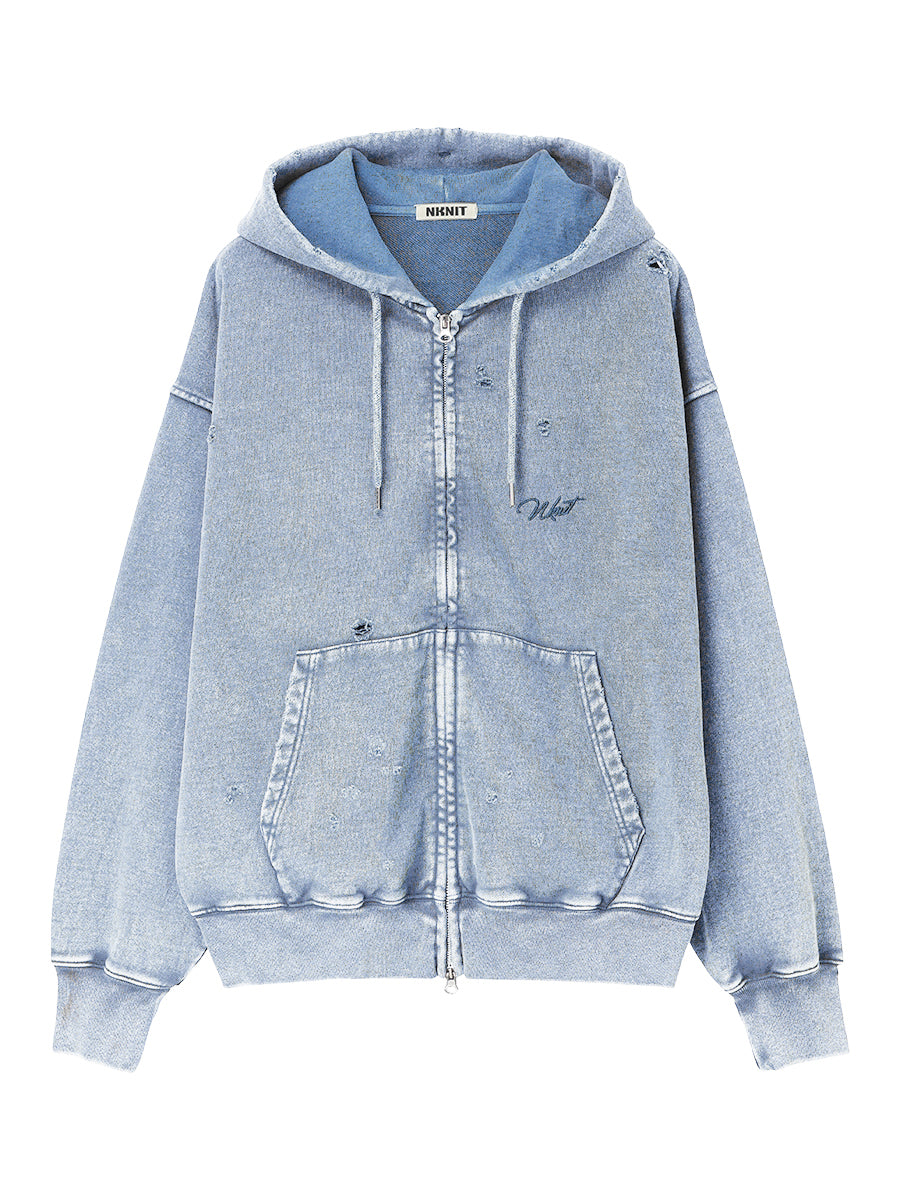 embroidery logo used finish zip hoodie【large】 – NKNIT