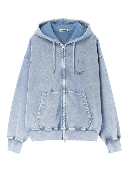 embroidery logo used finish zip hoodie【large】