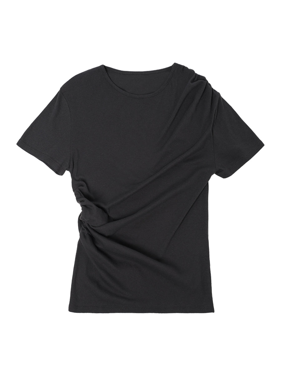 cotton/cashmere asymmetry  gatherT-shirt