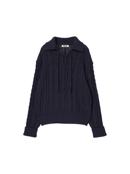 cotton cable lace up KNIT