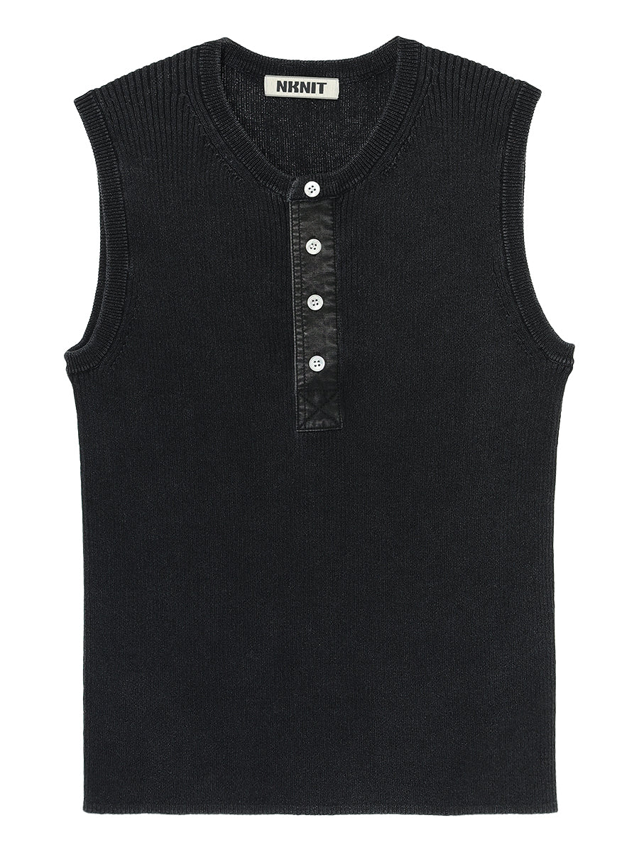 dyed rib henry neck KNIT tank top – NKNIT