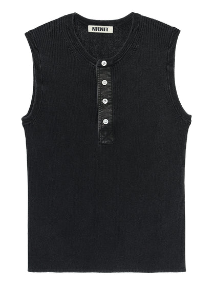 dyed rib  henry neck KNIT  tank top