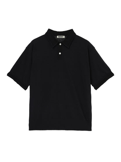 pattern collar KNIT polo shirt