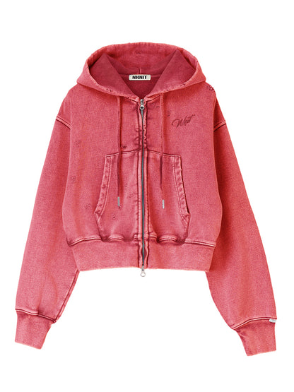 embroidery logo used finish zip hoodie【mini】