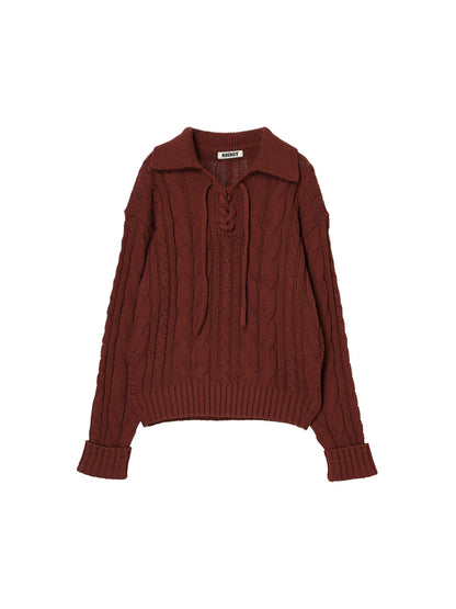 cotton cable lace up KNIT
