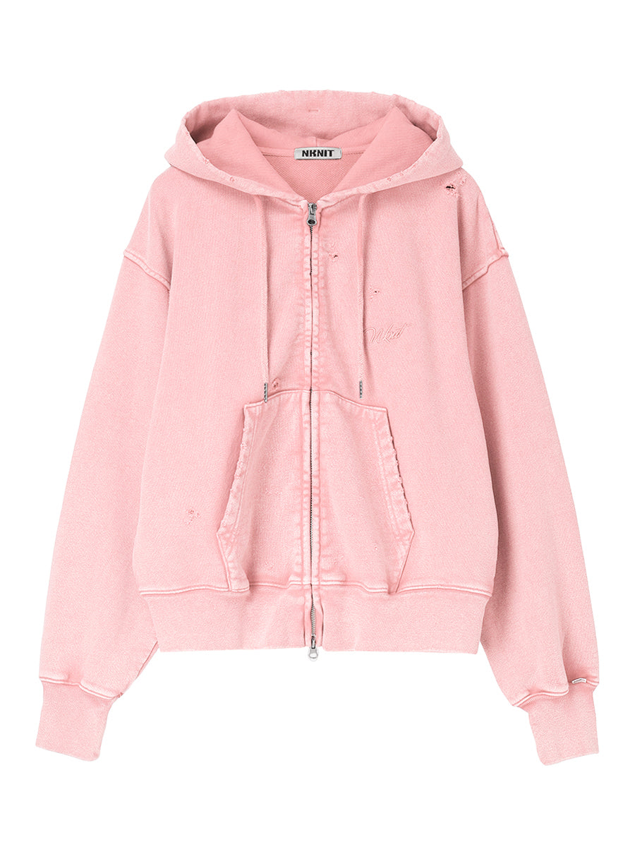 embroidery logo used finish zip hoodie【medium】