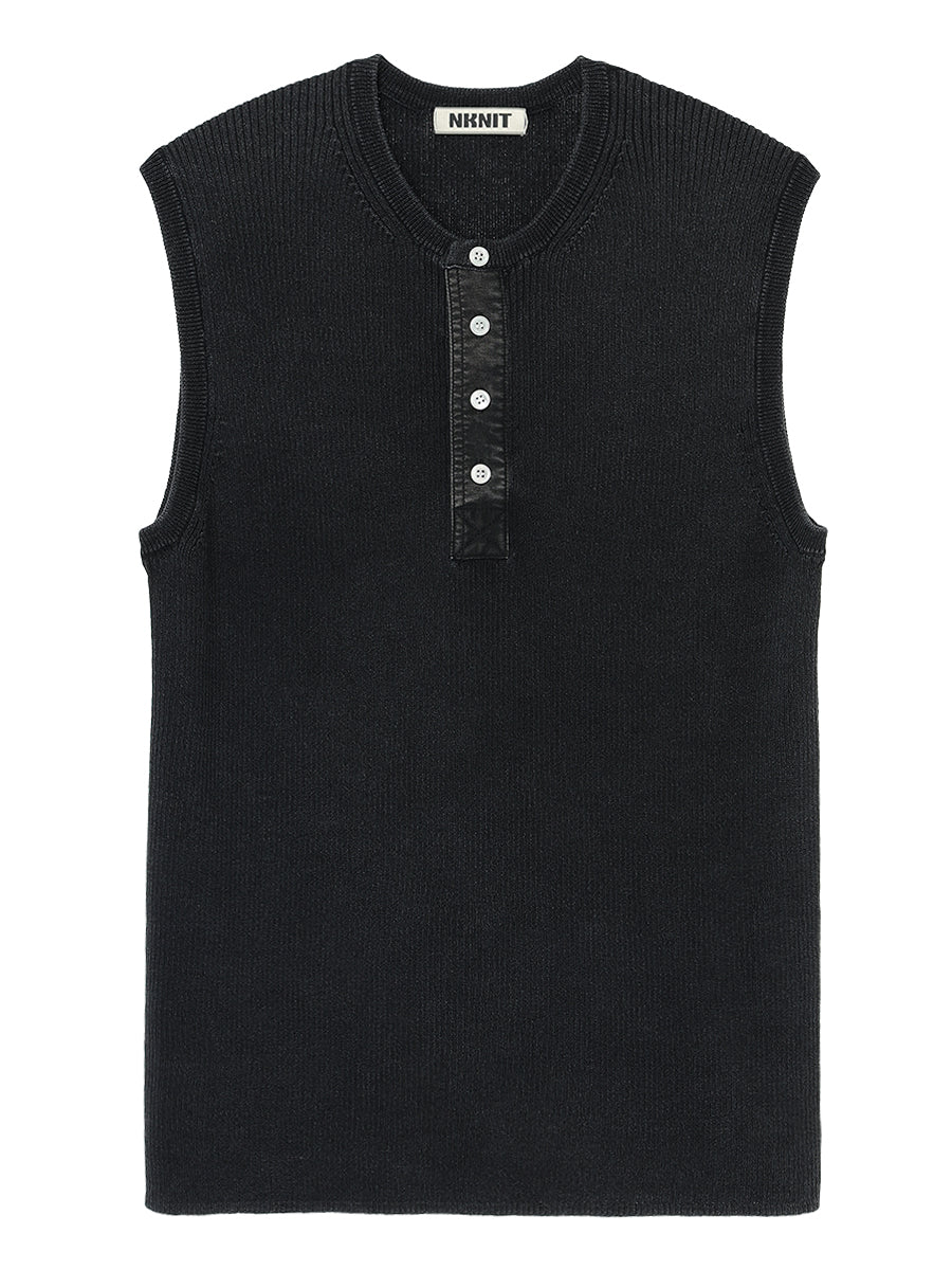 dyed rib henry neck KNIT tank top – NKNIT