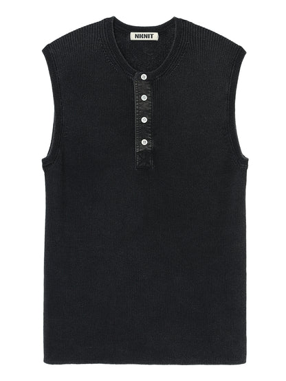 dyed rib  henry neck KNIT  tank top