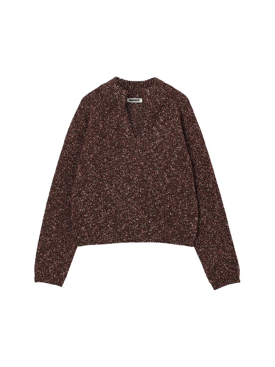 mix color high neck skipper KNIT