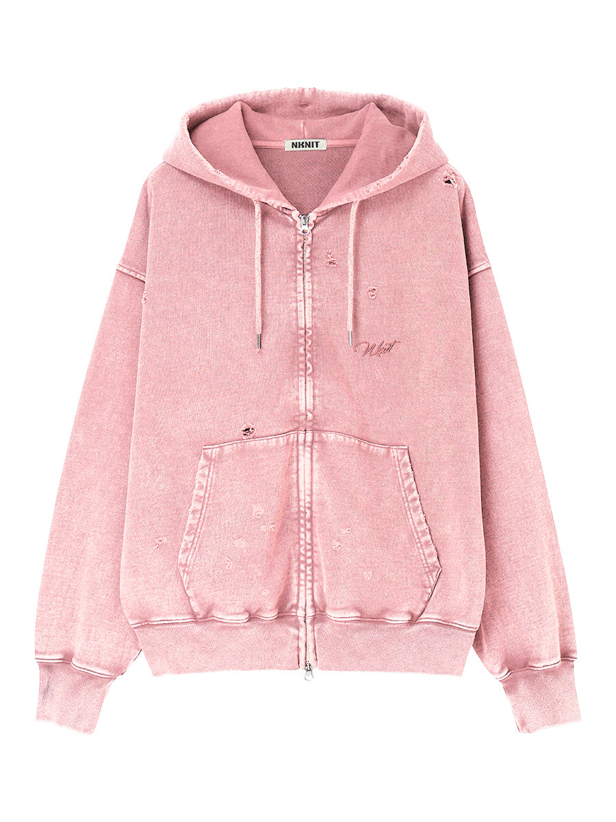 embroidery logo used finish zip hoodie【large】
