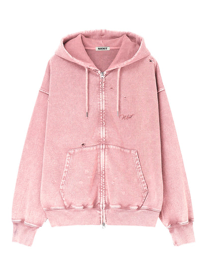 embroidery logo used finish zip hoodie【large】