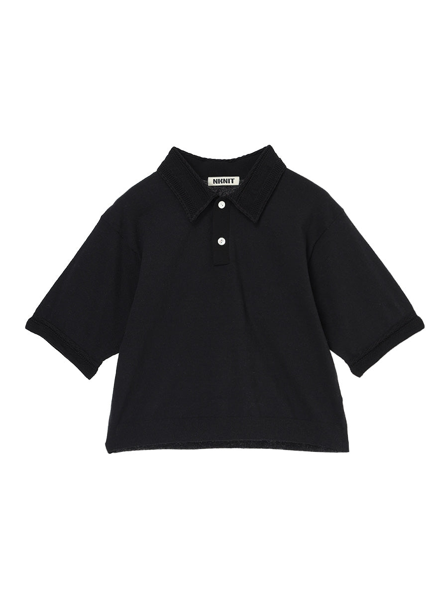 pattern collar KNIT polo shirt