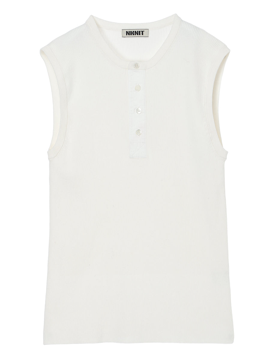 rib  henry neck KNIT  tank top
