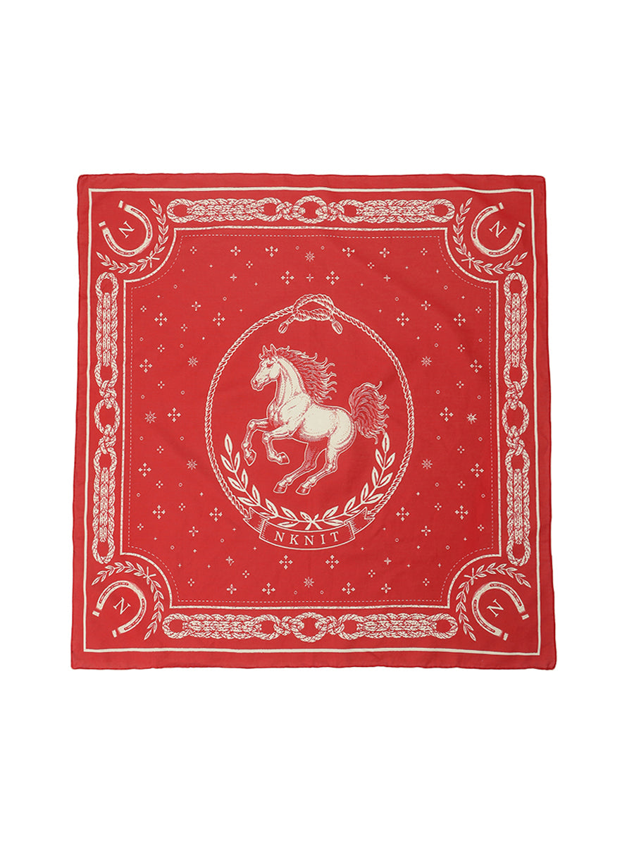 horse motif silk blend scarf