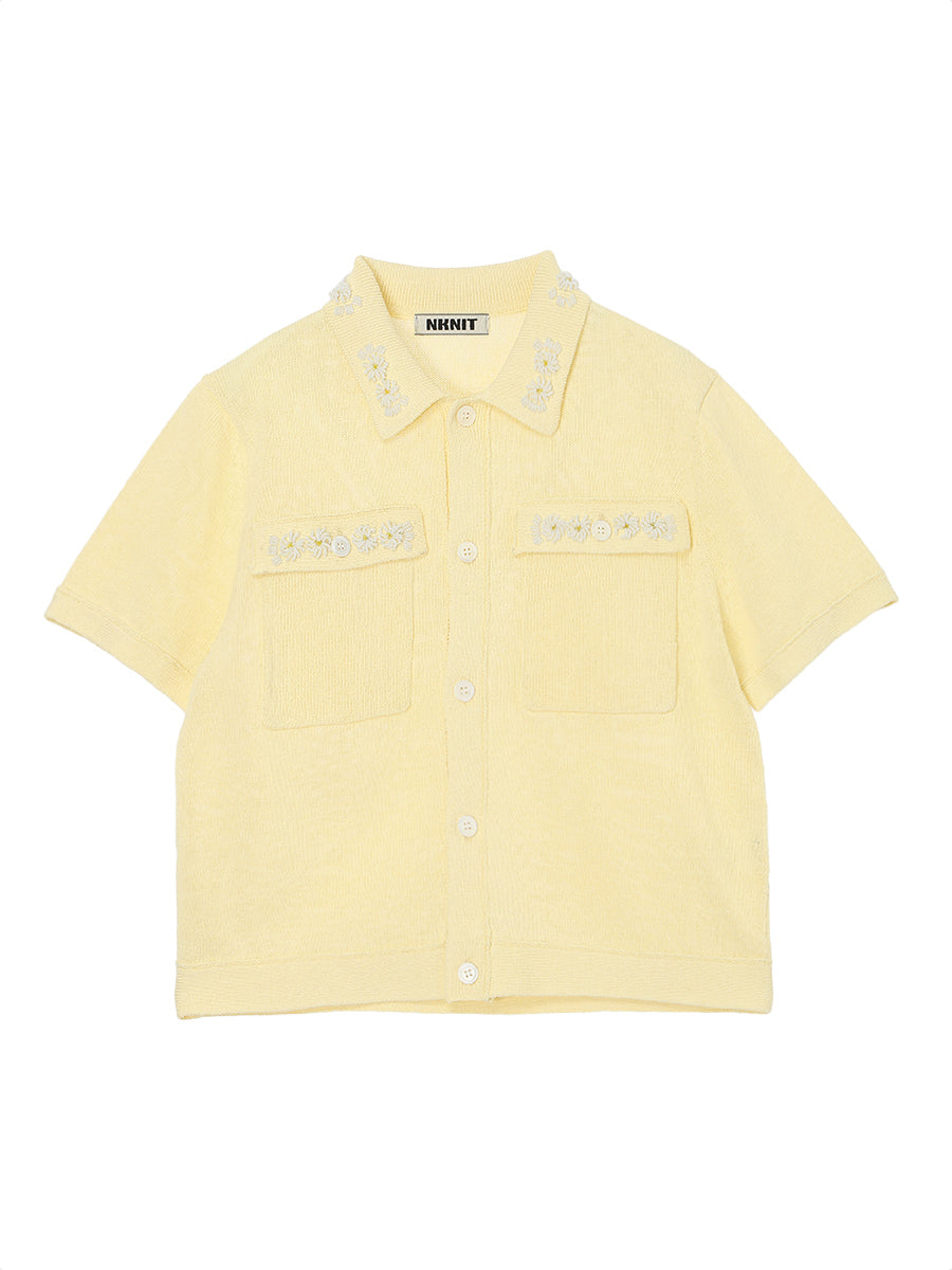 beads flower KNIT shirt