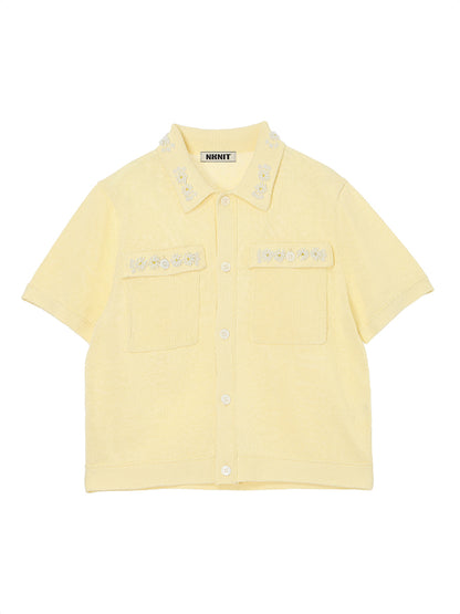 beads flower KNIT shirt