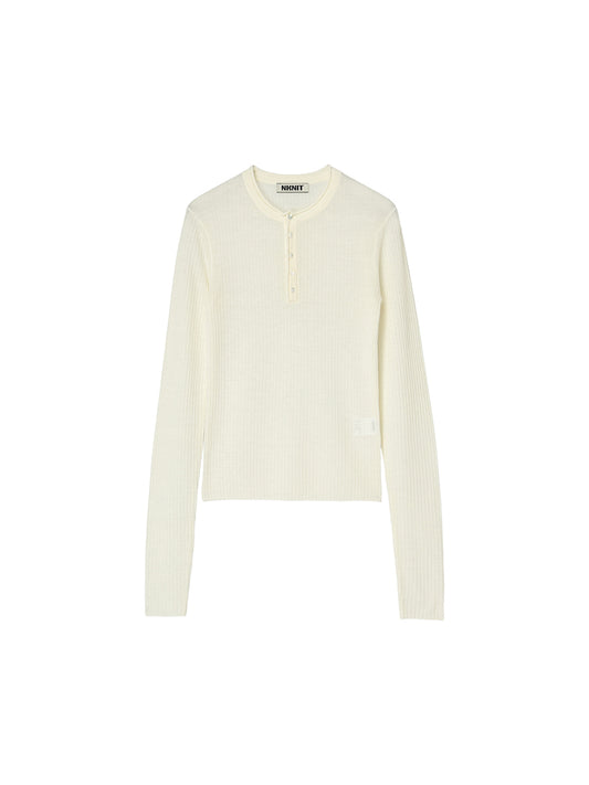 sheer rib henley KNIT