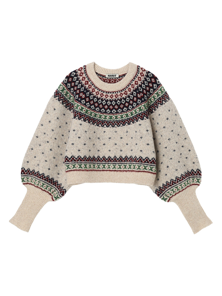 fair Isle pattern balloon sleeve KNIT